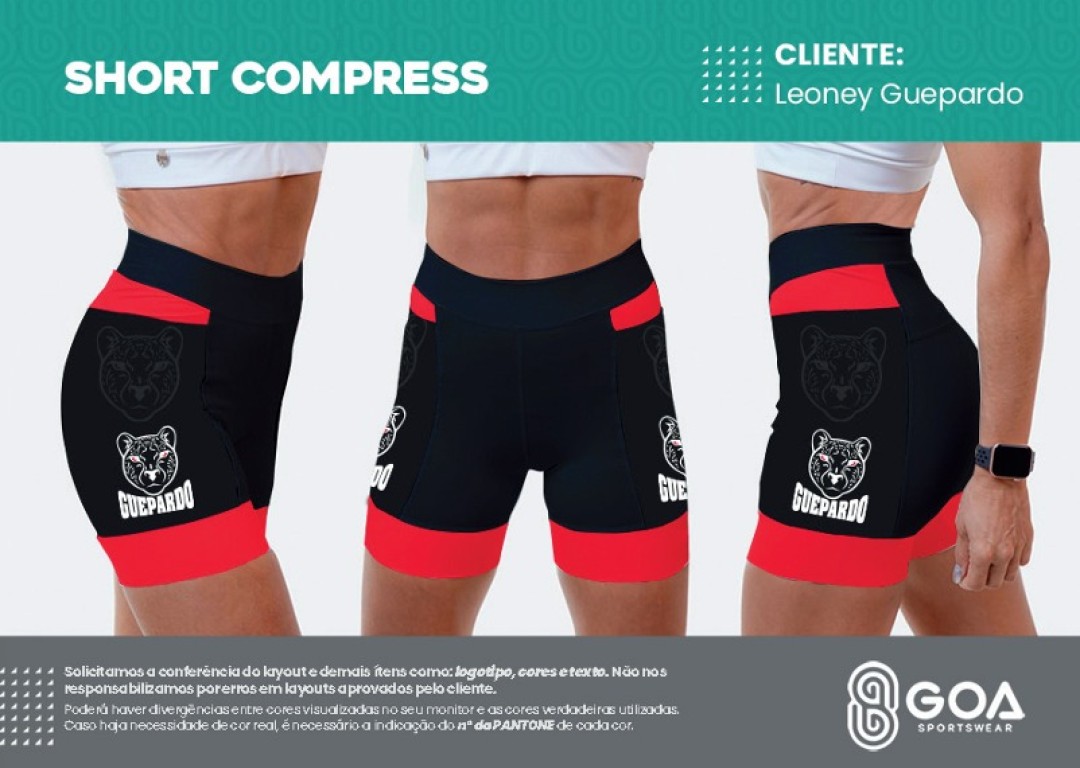 SHORT COMPRESS VERMELHO/PRETO - FEMININO