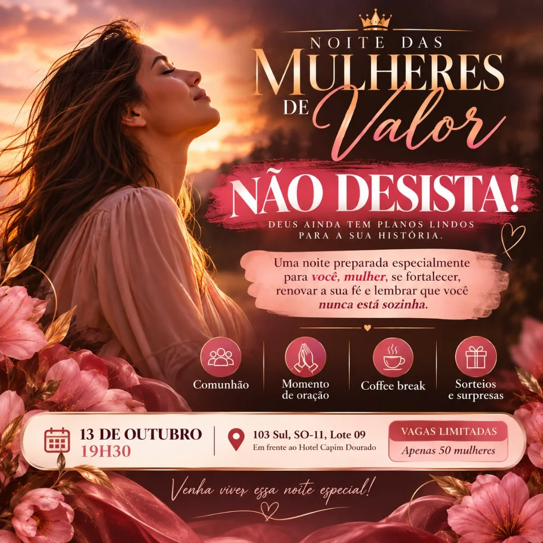 Banner do evento NOITE DAS MULHERES DE VALOR