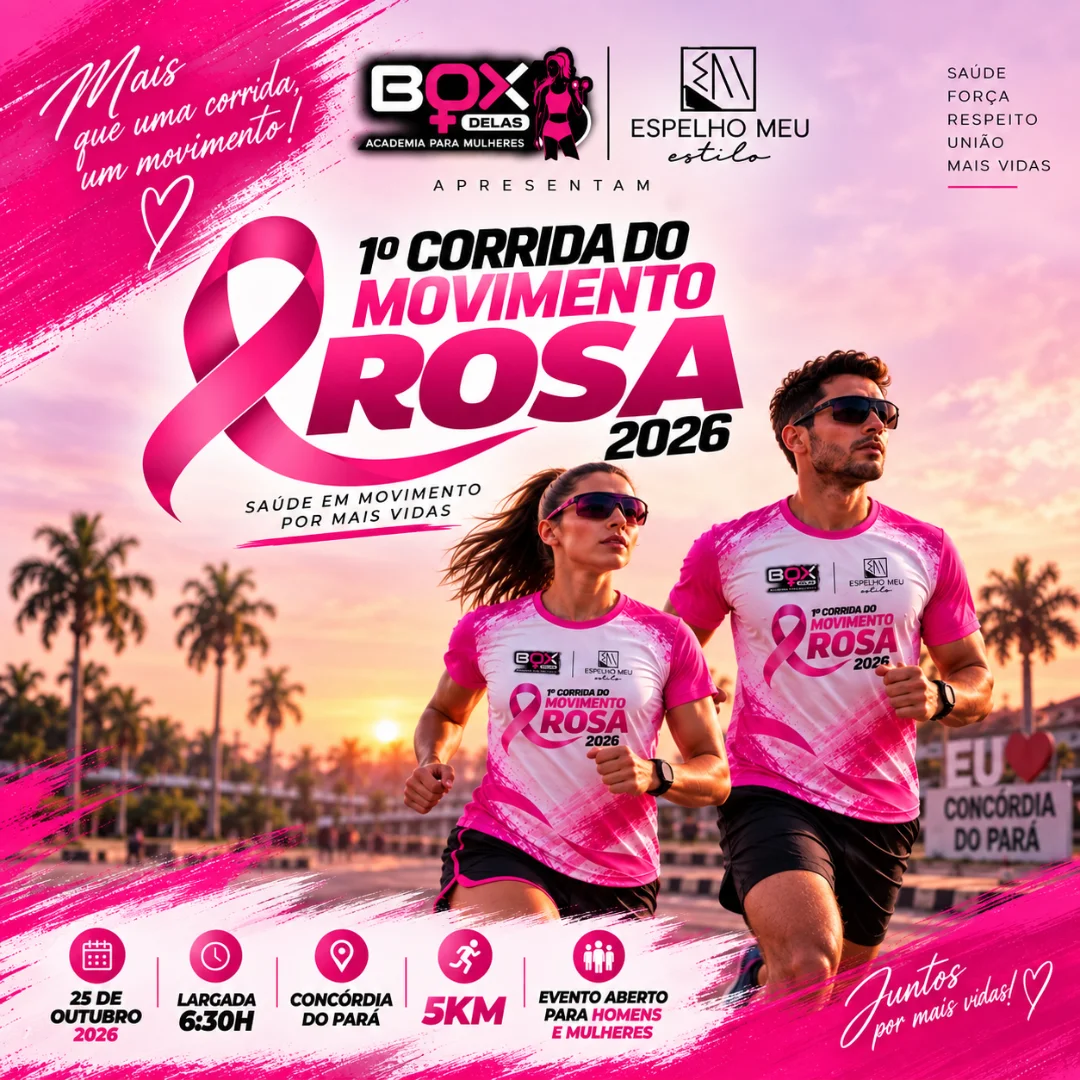 Banner do evento 1ª CORRIDA DO MOVIMENTO ROSA 2026