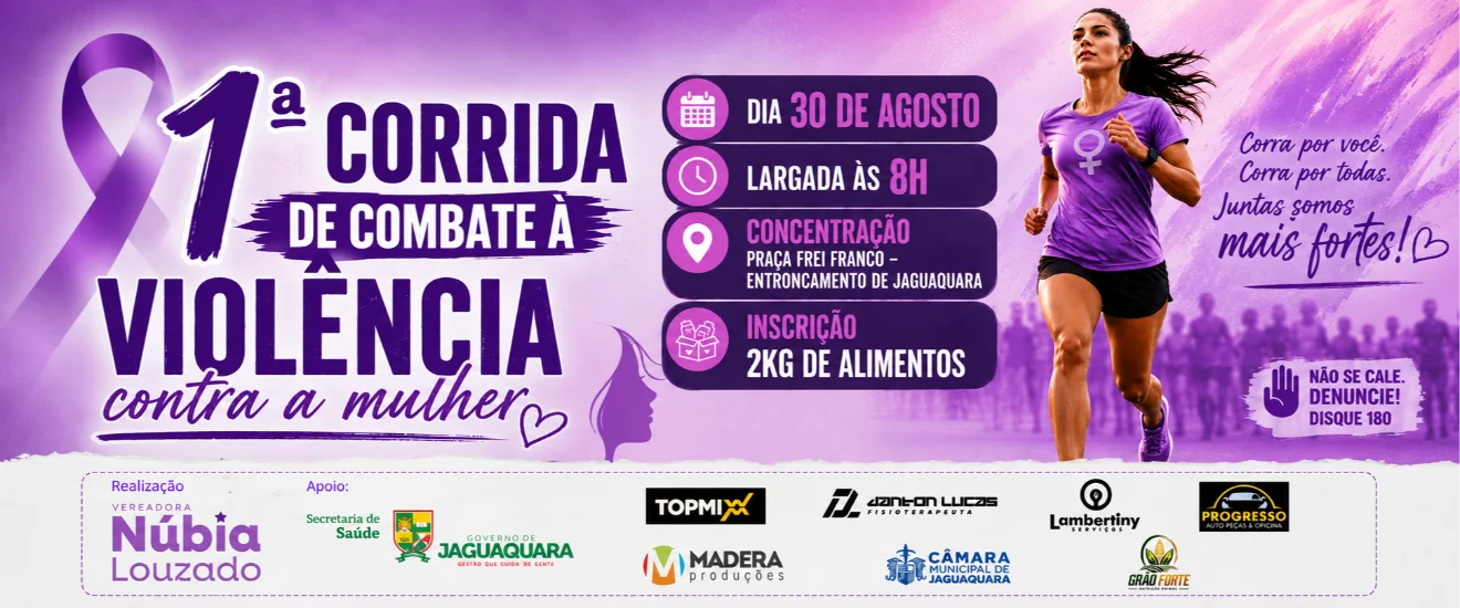 Banner 🏃‍♀️ 1ª CORRIDA DE COMBATE À VIOLÊNCIA CONTRA A MULHER