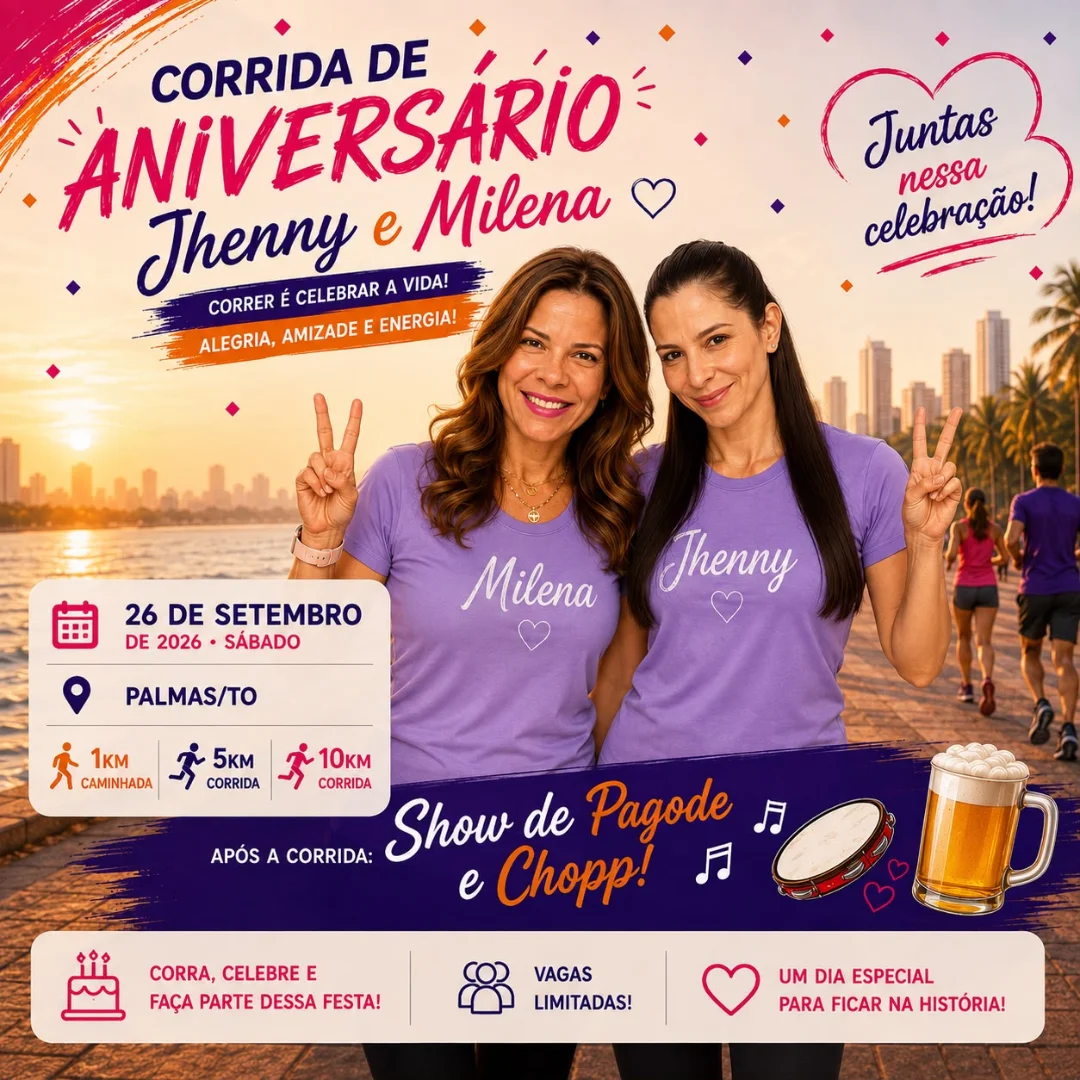 Banner do evento CORRIDA DE ANIVERSARIO JHENNY E MILENA