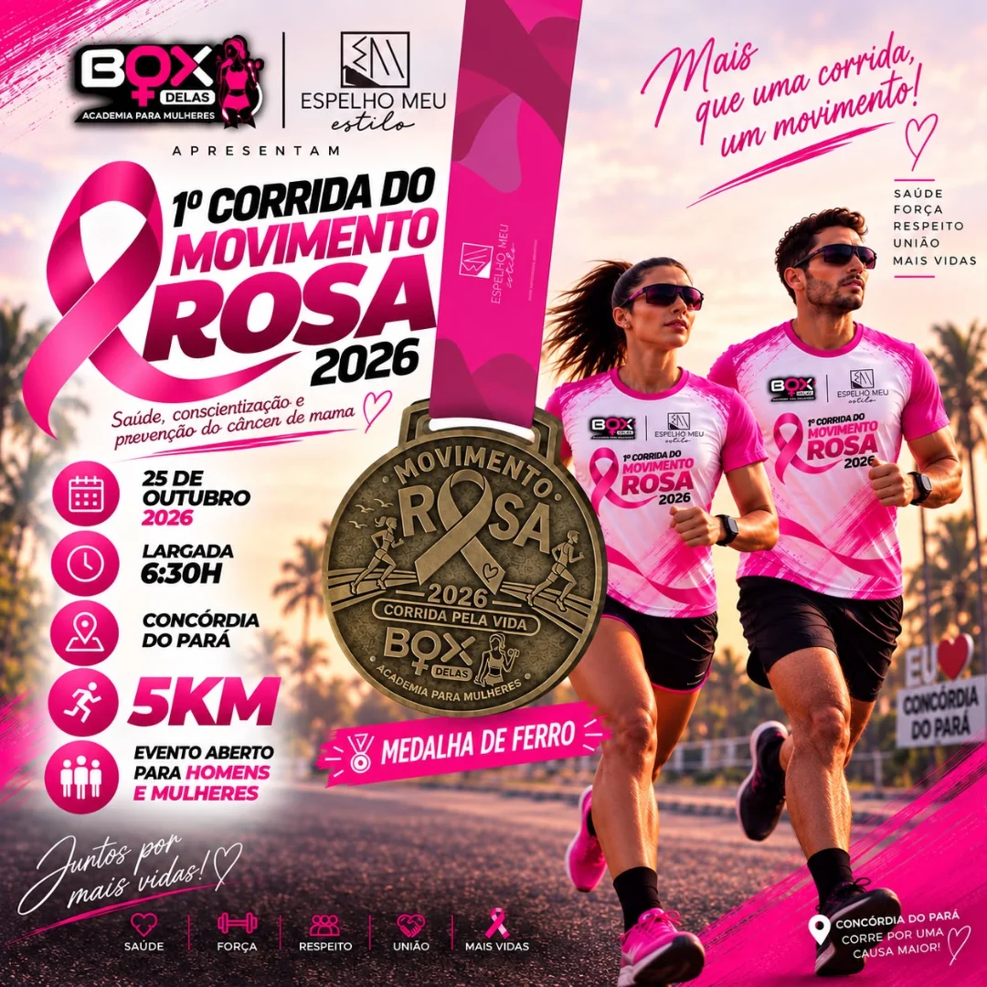 Banner do evento 1ª CORRIDA DO MOVIMENTO ROSA 2026