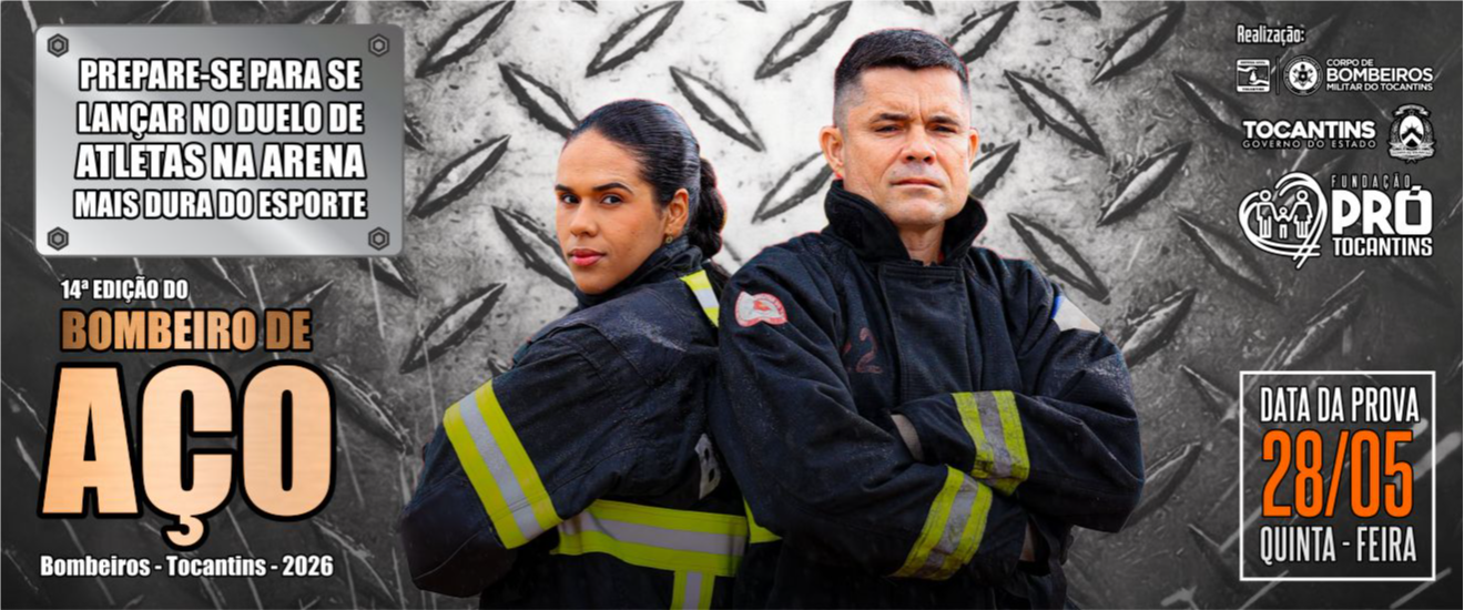 Banner COMPETIÇÃO BOMBEIRO DE AÇO 2026 - 14ª EDIÇÃO / CBMTO