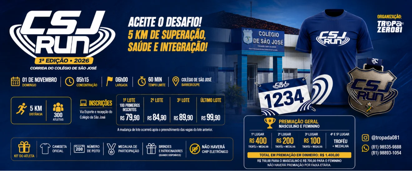 Banner do evento CSJ RUN – 5 KM